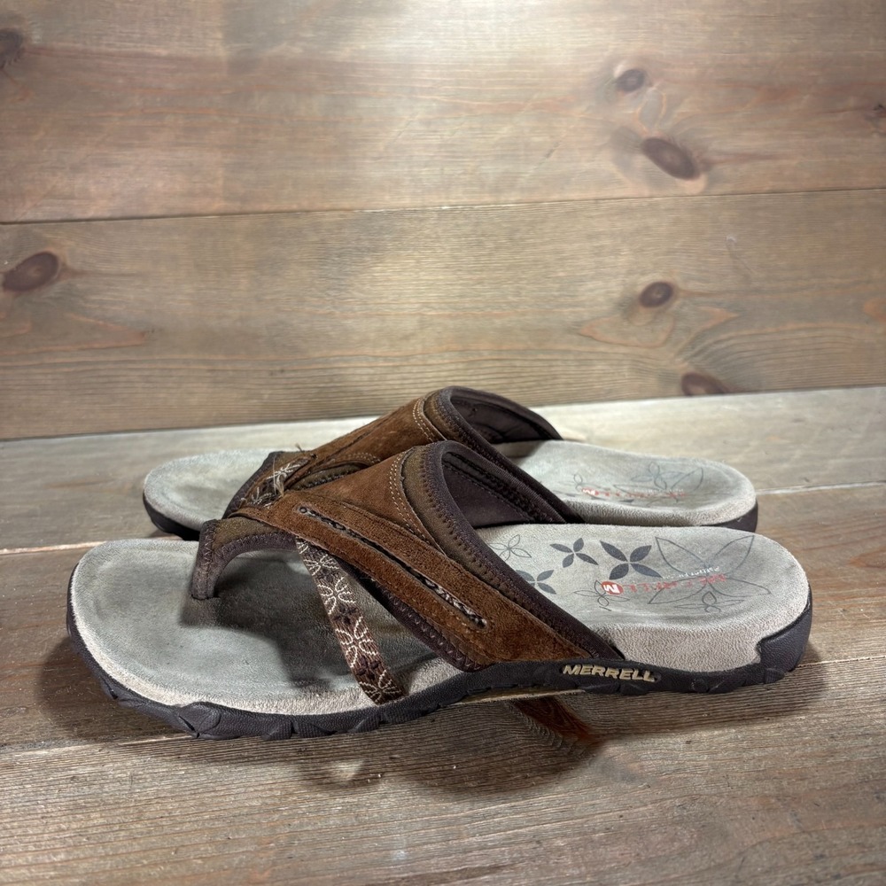 Merrell Terran Post II Womens size 9 shoes Brown Suede Toe Loop thong sandals